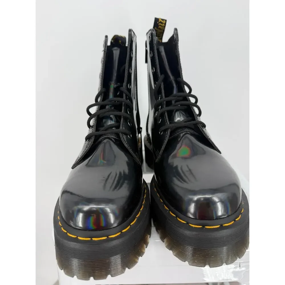 New Doc Dr. Martens Jadon Hologram Black Gray Leather Platform Boot Size Mens 11